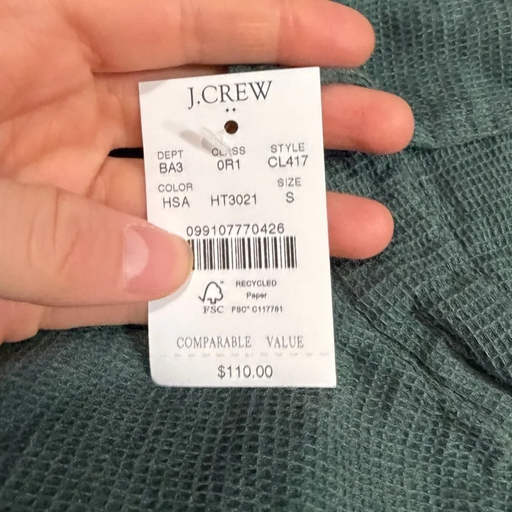 J crew heather sanctuary green Waffle dobby shirt